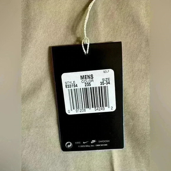 NWT Nike Golf Mens Standard Fit Golf Pants Tan Size 35 -34 Dri-FIT 833194-235 - Picture 3 of 7